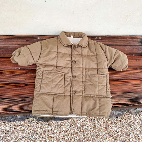 Children's long plus velvet padded winter cotton-padded jacket